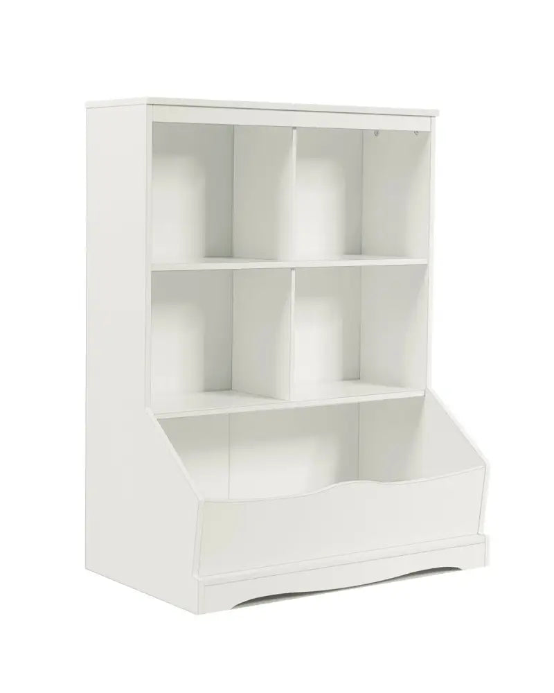 3-Tier Children’s Multi-Functional Bookcase Toy Storage Bin Floor Cabinet-White - White - Kids Storage