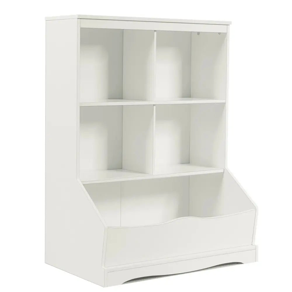 3-Tier Children’s Multi-Functional Bookcase Toy Storage Bin Floor Cabinet-White - White - Kids Storage