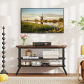 3-tier Console Table TV Stand with Mesh Storage Shelf-Rustic Brown - Rustic Brown - Entertainment Centers & TV Stands