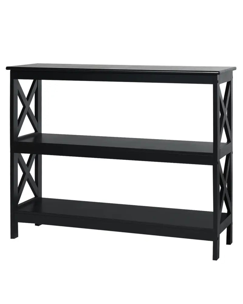 3-Tier Console X-Design Sofa Side Accent Table-Black - Black - Console Tables