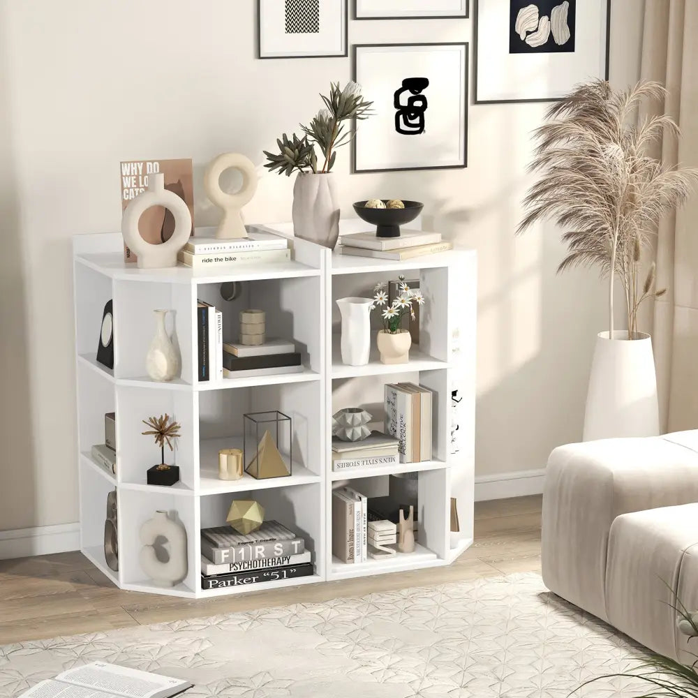 3-Tier Corner Cabinet with Charging Station for Bedroom-White - White - Cabinets & Chests