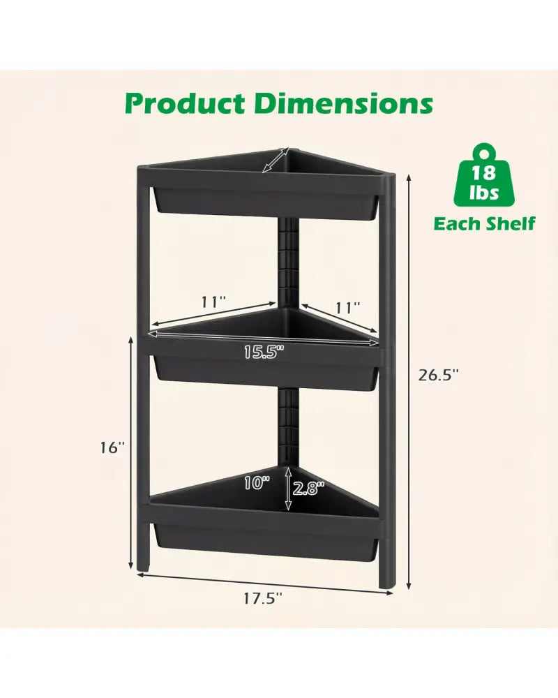 3-Tier Corner Shower Caddy 2-Pack with Detachable Design-Black - Black - Floor Cabinets