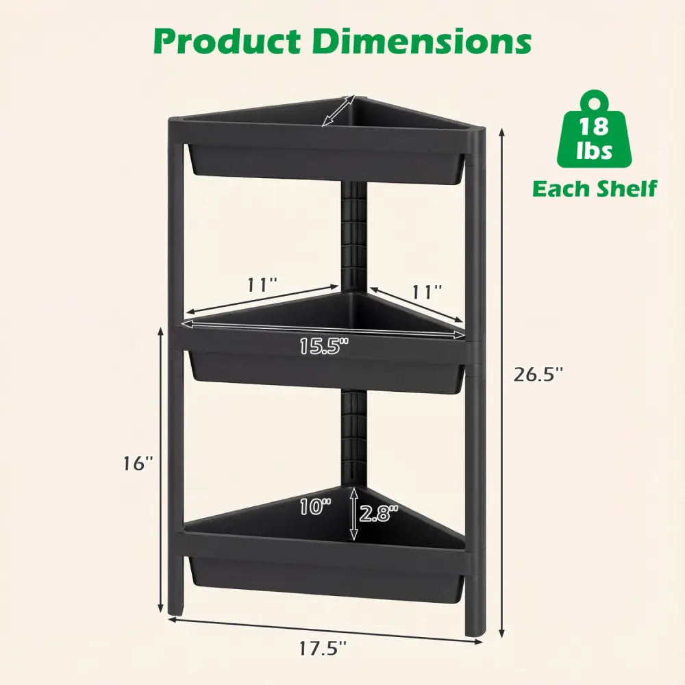 3-Tier Corner Shower Caddy 2-Pack with Detachable Design-Black - Black - Floor Cabinets