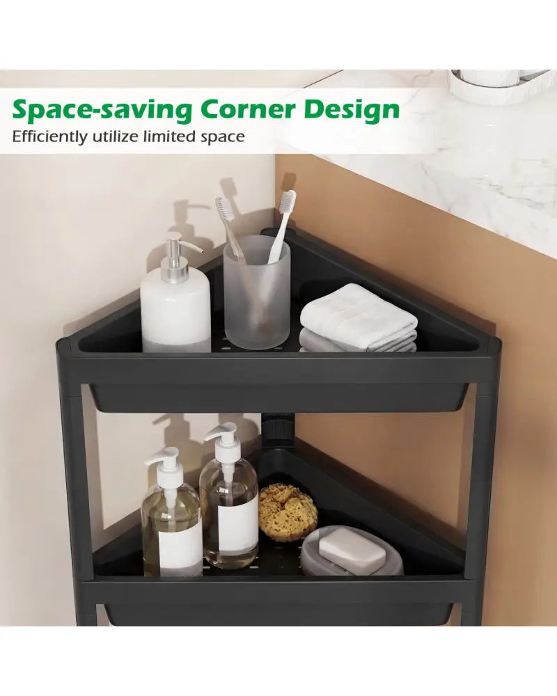 3-Tier Corner Shower Caddy 2-Pack with Detachable Design-Black - Black - Floor Cabinets