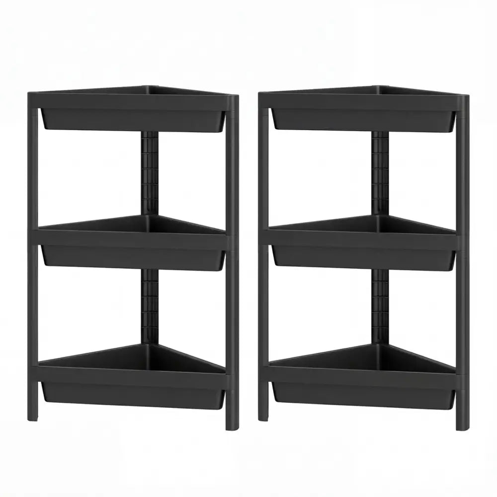 3-Tier Corner Shower Caddy 2-Pack with Detachable Design-Black - Black - Floor Cabinets