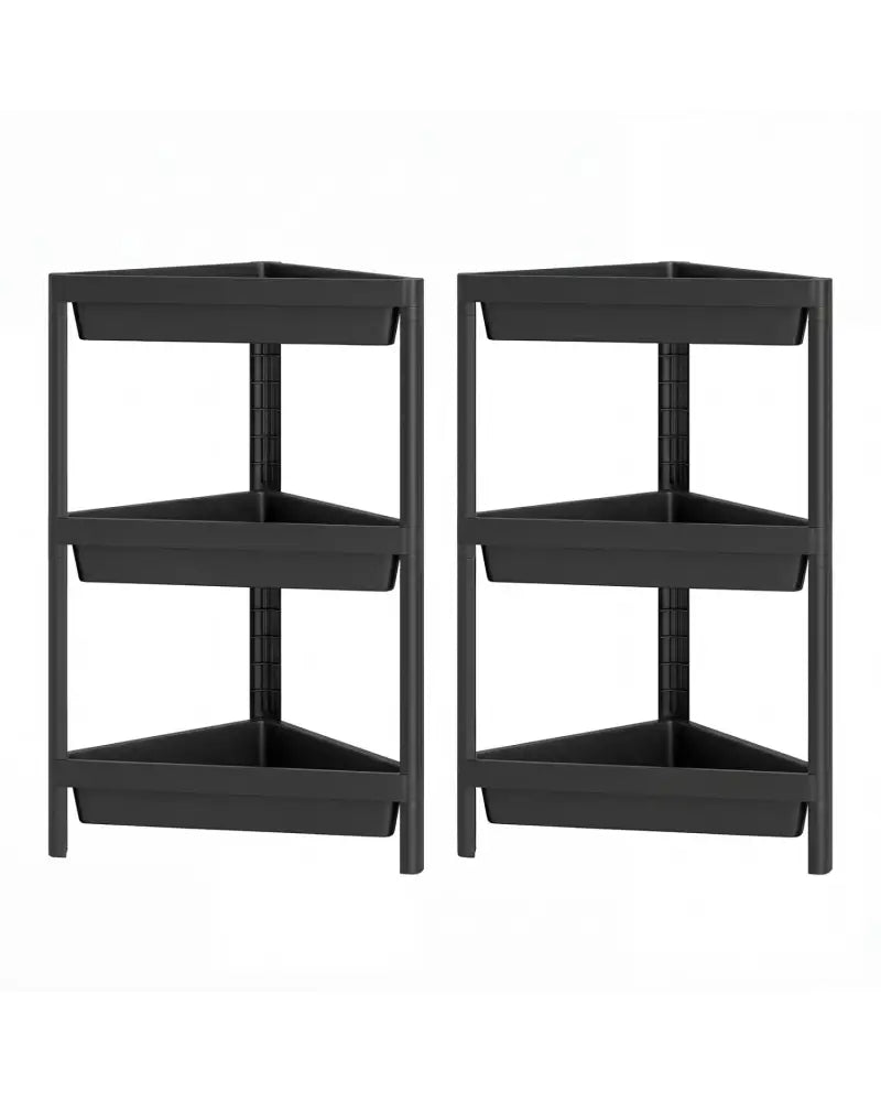 3-Tier Corner Shower Caddy 2-Pack with Detachable Design-Black - Black - Floor Cabinets