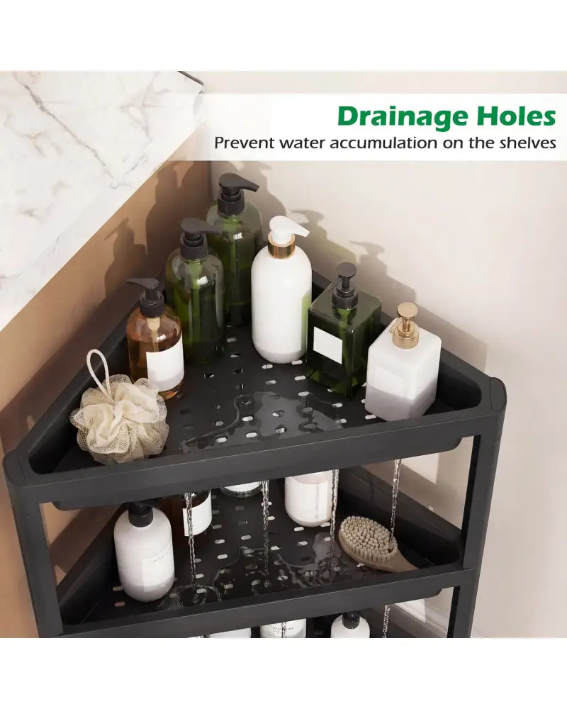 3-Tier Corner Shower Caddy 2-Pack with Detachable Design-Black - Black - Floor Cabinets