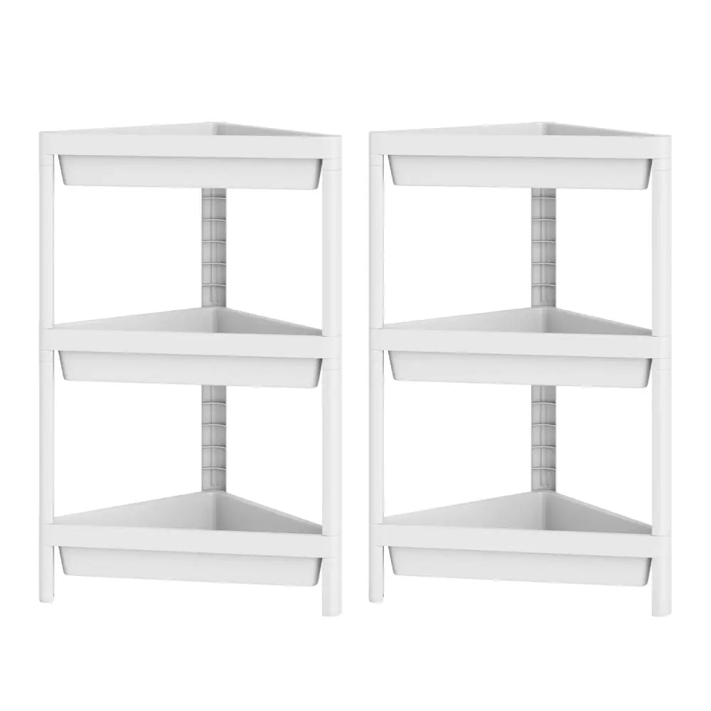 3-Tier Corner Shower Caddy 2-Pack with Detachable Design-White - White - Floor Cabinets