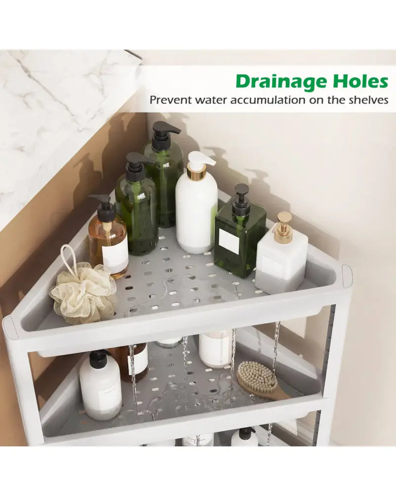 3-Tier Corner Shower Caddy 2-Pack with Detachable Design-White - White - Floor Cabinets