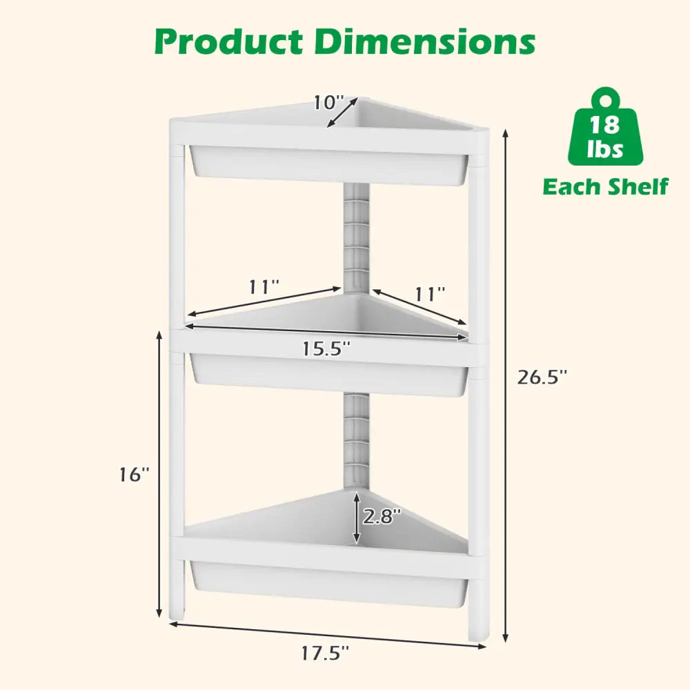 3-Tier Corner Shower Caddy 2-Pack with Detachable Design-White - White - Floor Cabinets