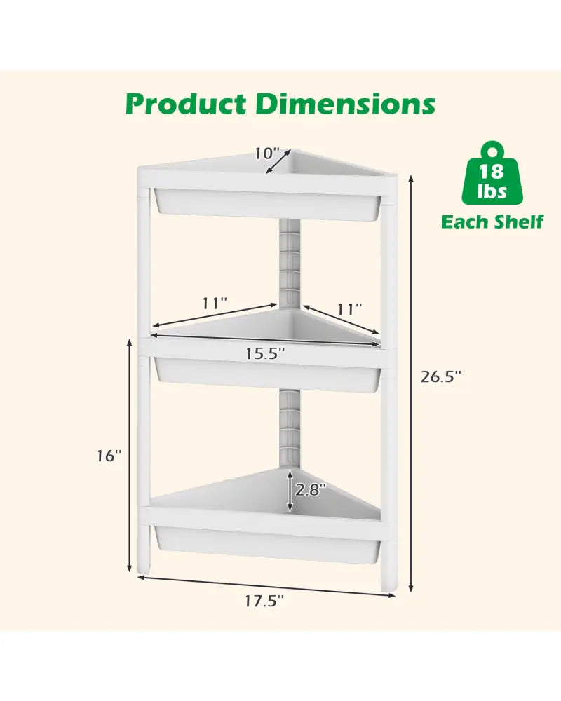 3-Tier Corner Shower Caddy 2-Pack with Detachable Design-White - White - Floor Cabinets