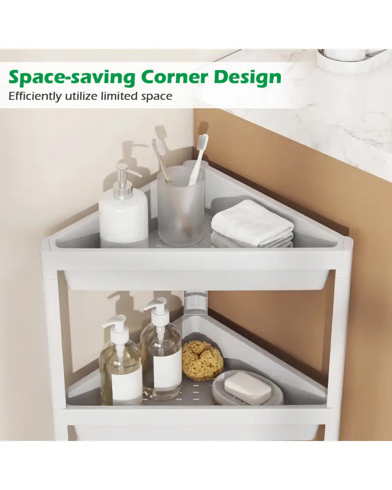 3-Tier Corner Shower Caddy 2-Pack with Detachable Design-White - White - Floor Cabinets