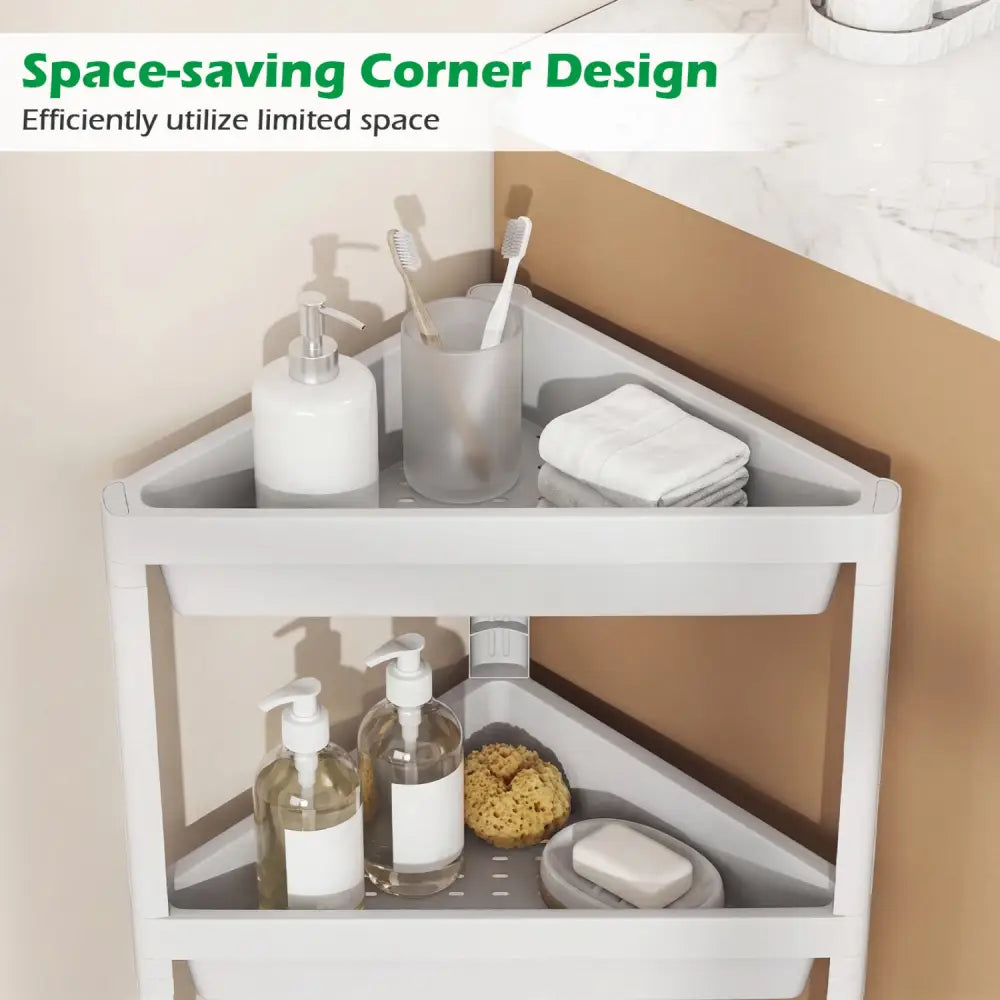 3-Tier Corner Shower Caddy 2-Pack with Detachable Design-White - White - Floor Cabinets