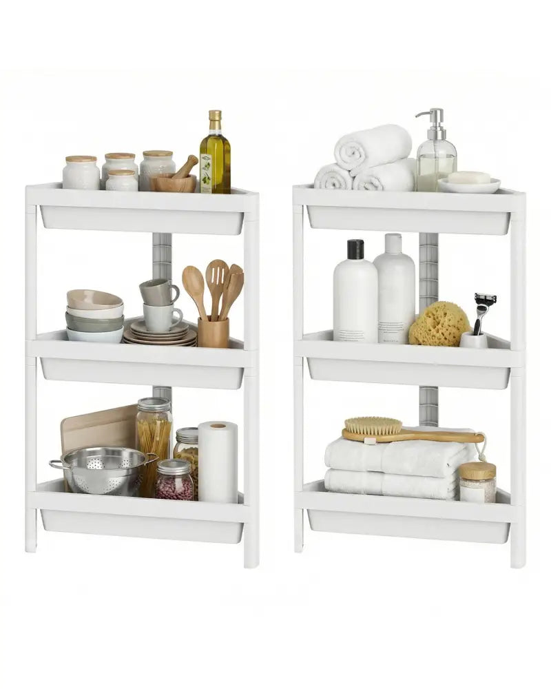 3-Tier Corner Shower Caddy 2-Pack with Detachable Design-White - White - Floor Cabinets