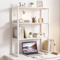 3-Tier Countertop Storage Hutch with Open Shelves-White - White - Bookcases