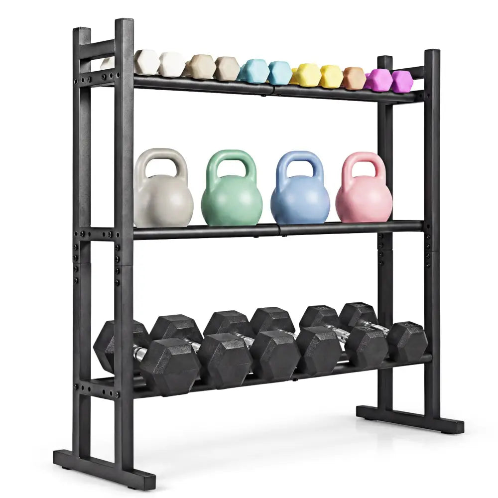 3-Tier Dumbbell Rack 529LB Capacity Heavy-Duty Adjustable Weight Rack Stand-Black - Black - Dumbbells