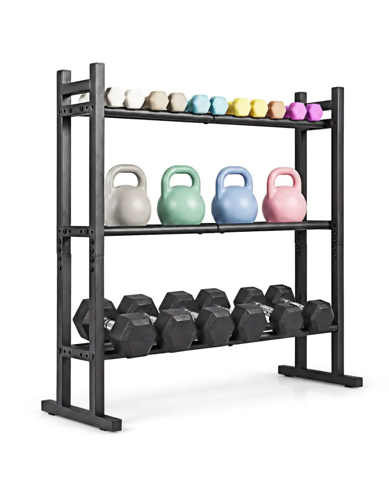 3-Tier Dumbbell Rack 529LB Capacity Heavy-Duty Adjustable Weight Rack Stand-Black - Black - Dumbbells
