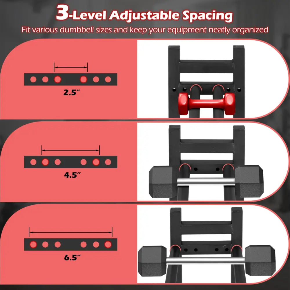 3-Tier Dumbbell Rack 529LB Capacity Heavy-Duty Adjustable Weight Rack Stand-Black - Black - Dumbbells