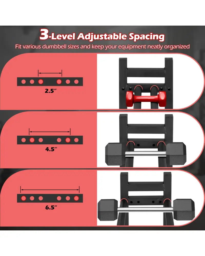3-Tier Dumbbell Rack 529LB Capacity Heavy-Duty Adjustable Weight Rack Stand-Black - Black - Dumbbells