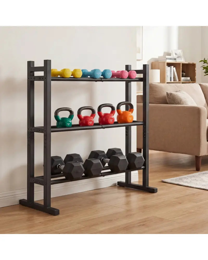 3-Tier Dumbbell Rack 529LB Capacity Heavy-Duty Adjustable Weight Rack Stand-Black - Black - Dumbbells