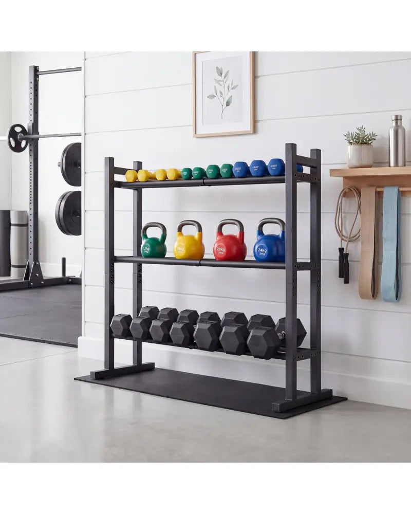 3-Tier Dumbbell Rack 529LB Capacity Heavy-Duty Adjustable Weight Rack Stand-Black - Black - Dumbbells