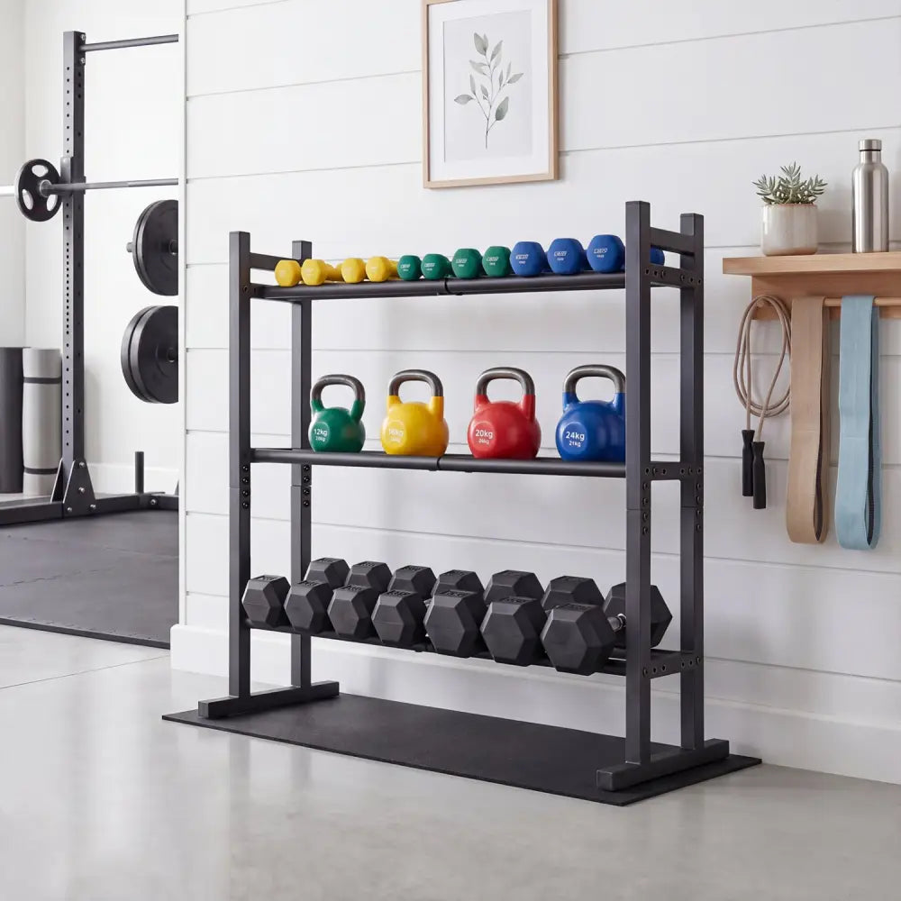 3-Tier Dumbbell Rack 529LB Capacity Heavy-Duty Adjustable Weight Rack Stand-Black - Black - Dumbbells
