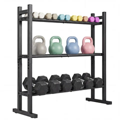 3-Tier Dumbbell Rack 529LB Capacity Heavy-Duty Adjustable Weight Rack Stand-Black - Black - Dumbbells