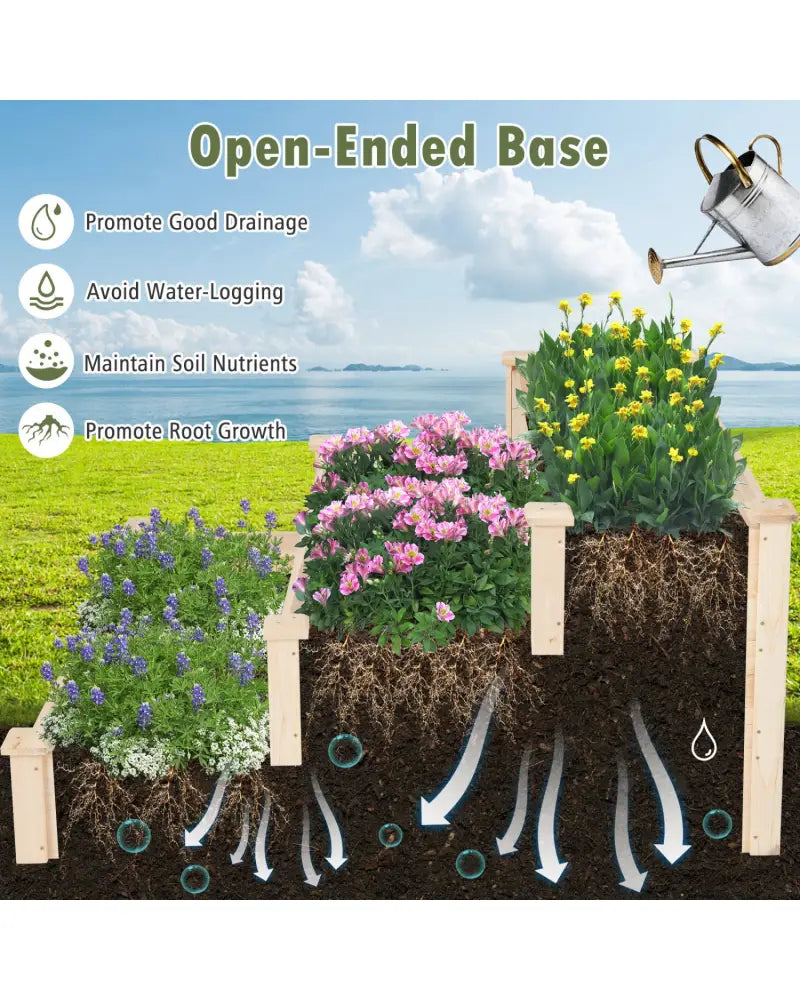 3 Tier Elevated Wooden Vegetable Garden Bed - Natural - Raised Garden Beds
