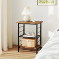 3-Tier End Table Space-Saving Nightstand Industrial Bedside Table for Living Room Bedroom-Rustic Brown - Rustic Brown