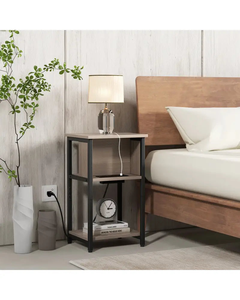 3-Tier End Table with USB Ports & Power Outlets-1 Piece - End & Side Tables