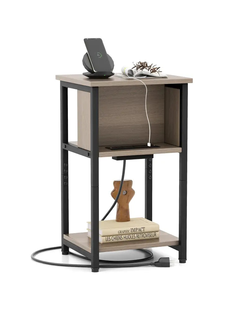 3-Tier End Table with USB Ports & Power Outlets-1 Piece - End & Side Tables