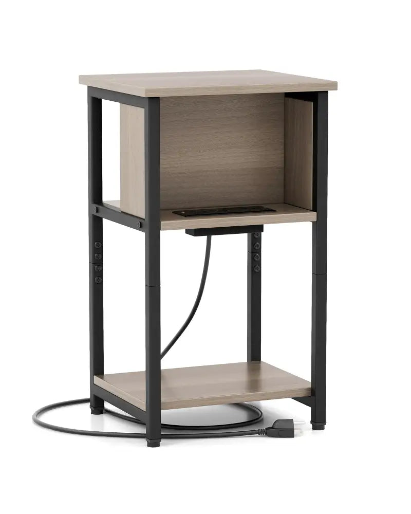 3-Tier End Table with USB Ports & Power Outlets-1 Piece - End & Side Tables