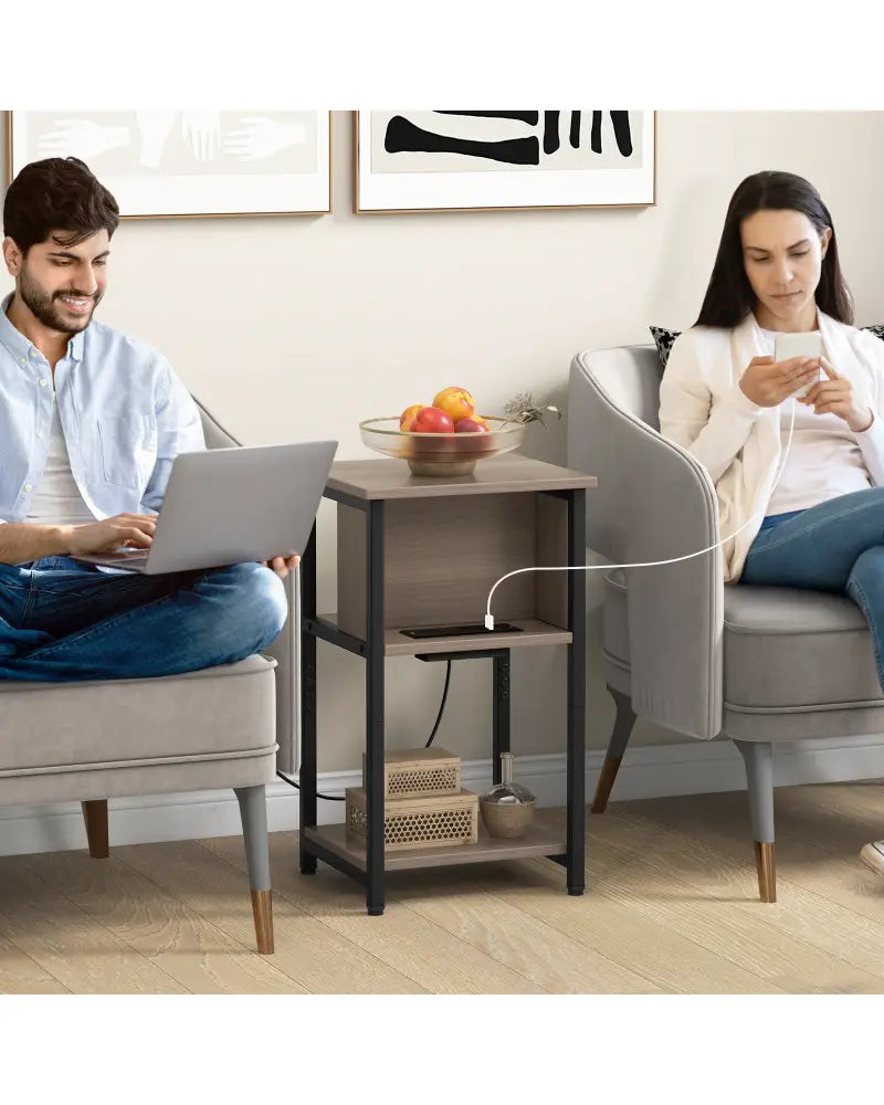 3-Tier End Table with USB Ports & Power Outlets-1 Piece - End & Side Tables