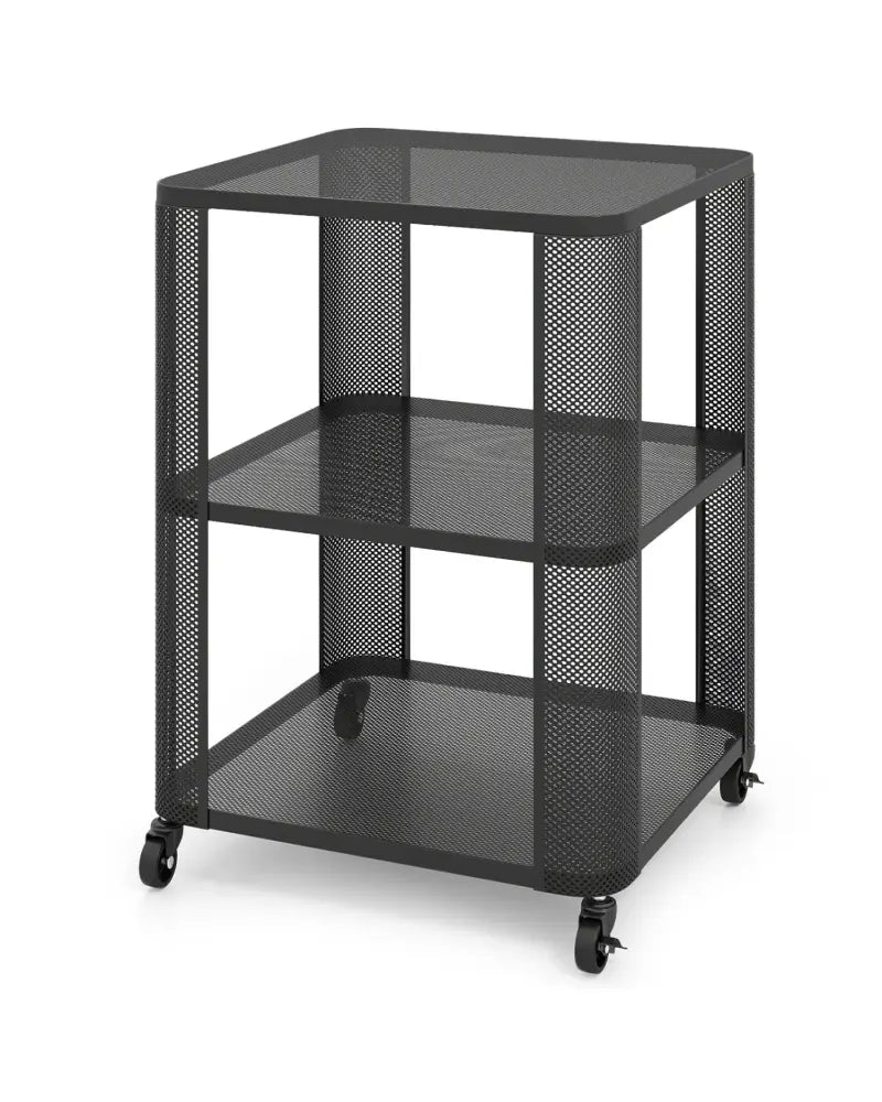 3-Tier End Table with Wheels Rolling Side Table with Open Storage Shelves-1 Piece - End & Side Tables