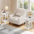 3-Tier End Tables with Charging Station Set of 2 with Open Storage Shelves-White - White - End & Side Tables