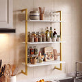 3-Tier Floating Modern Kitchen Shelf for Living Room Home Office and Bathroom-White - White - Bookcases