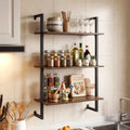 3-Tier Floating Modern Kitchen Shelf for Living Room Home Office and Bathroom-Rustic Brown - Rustic Brown - Bookcases
