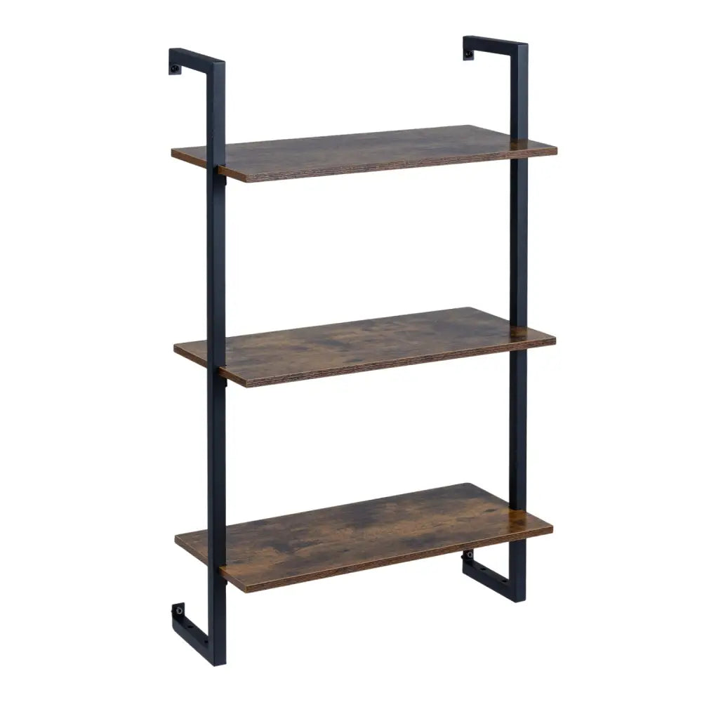 3-Tier Floating Modern Kitchen Shelf for Living Room Home Office and Bathroom-Rustic Brown - Rustic Brown - Bookcases