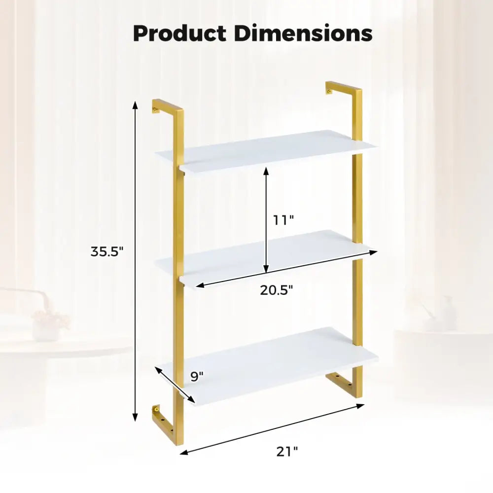 3-Tier Floating Modern Kitchen Shelf for Living Room Home Office and Bathroom-White - White - Bookcases