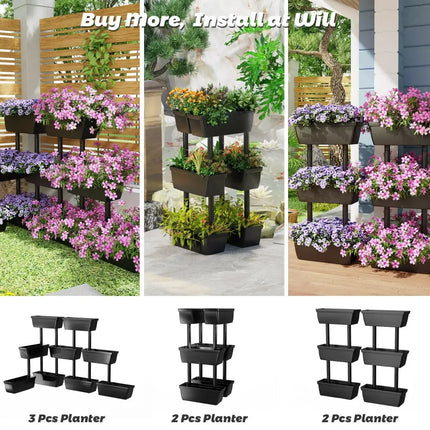 3-Tier Freestanding Vertical Plant Stand for Gardening and Planting Use - Black - Raised Garden Beds