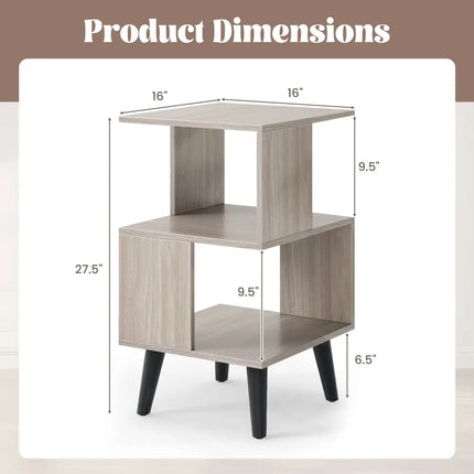 3-Tier Geometric Bookshelf Set of 2 with Open Storage Shelves Costway