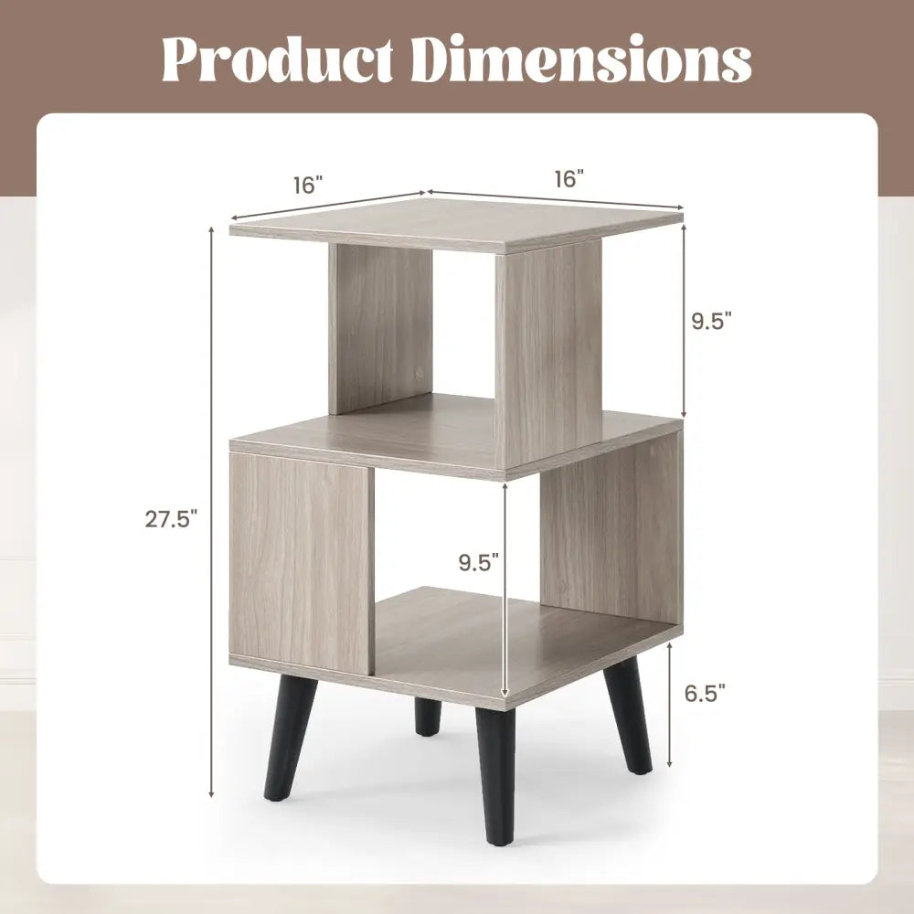3-Tier Geometric Bookshelf Set of 2 with Open Storage Shelves Costway
