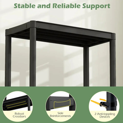 3-Tier Heavy-Duty Plastic Storage Shelves Freestanding Garage Shelving Unit - Black - Garages