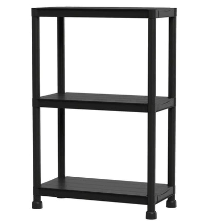 3-Tier Heavy-Duty Plastic Storage Shelves Freestanding Garage Shelving Unit - Black - Garages