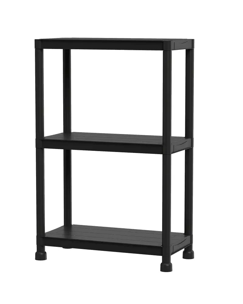 3-Tier Heavy-Duty Plastic Storage Shelves Freestanding Garage Shelving Unit - Black - Garages