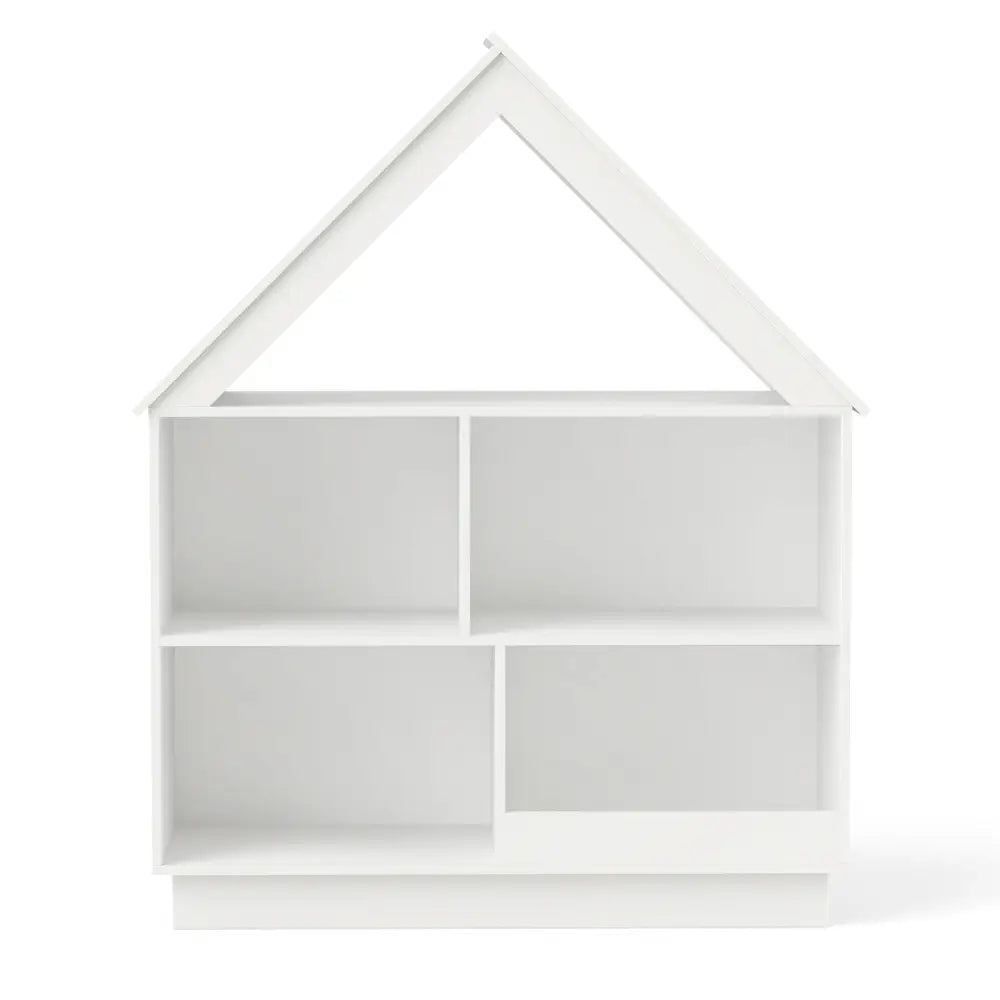 3-Tier House-Shaped Toy Storage Organizer with Open Shelves-White - White - Kids Storage