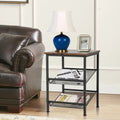 3-Tier Industrial End Table with Mesh Shelves and Adjustable Shelves - Rustic Brown - End & Side Tables