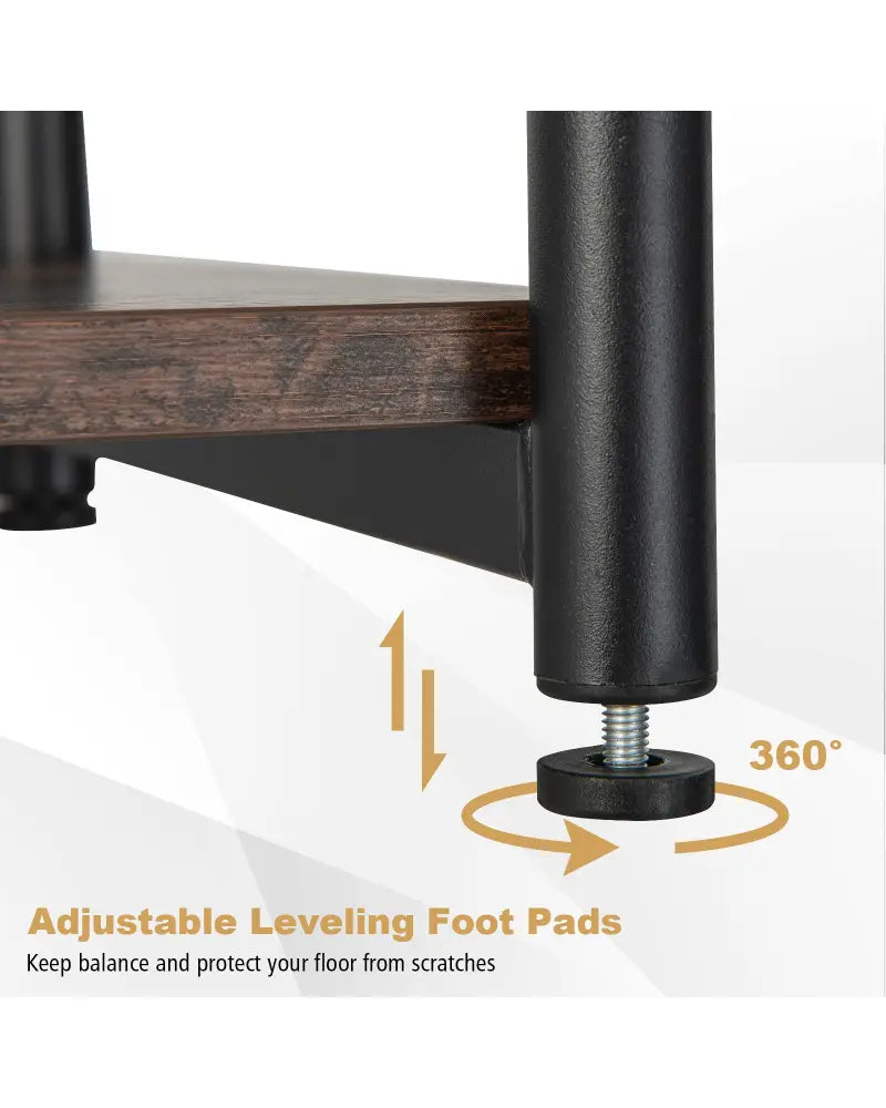 3-Tier Industrial Side Table with Adjustable Mesh Shelf-Rustic Brown - Rustic Brown - End & Side Tables