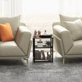 3-Tier Industrial Side Table with Adjustable Mesh Shelf-Rustic Brown - Rustic Brown - End & Side Tables