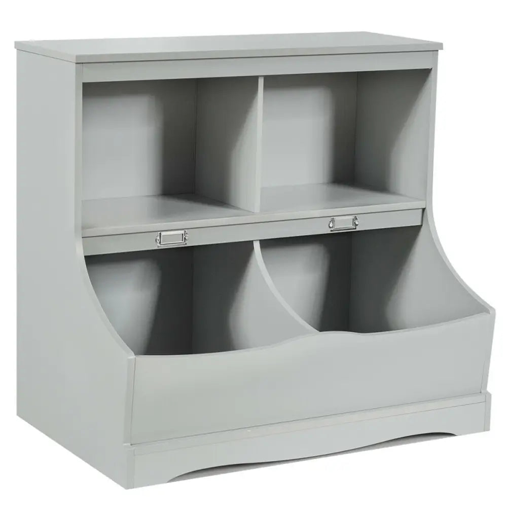 3-Tier Kids Bookcase Storage Organizer-Gray - Gray - Kids Storage